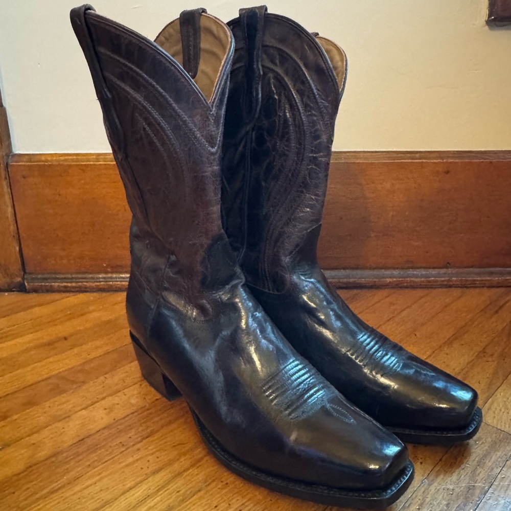 Rujo Men's Dark Brown Leather Cowboy Boots